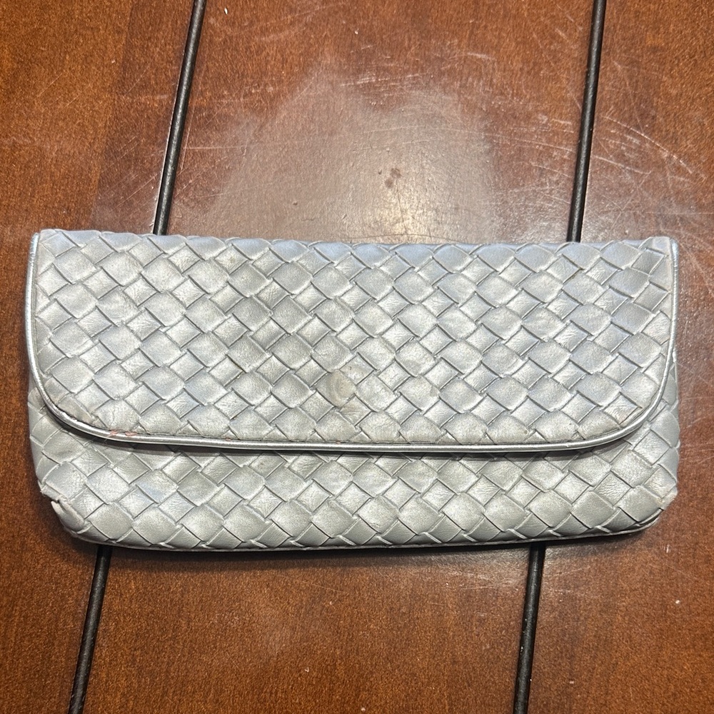 Silver Woven Clutch